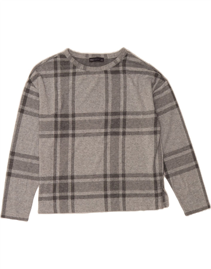 MARKS & SPENCER Womens Sweatshirt Jumper UK 12 Medium Grey Check Polyester Vintage Marks & Spencer and Second-Hand Marks & Spencer from Messina Hembry 