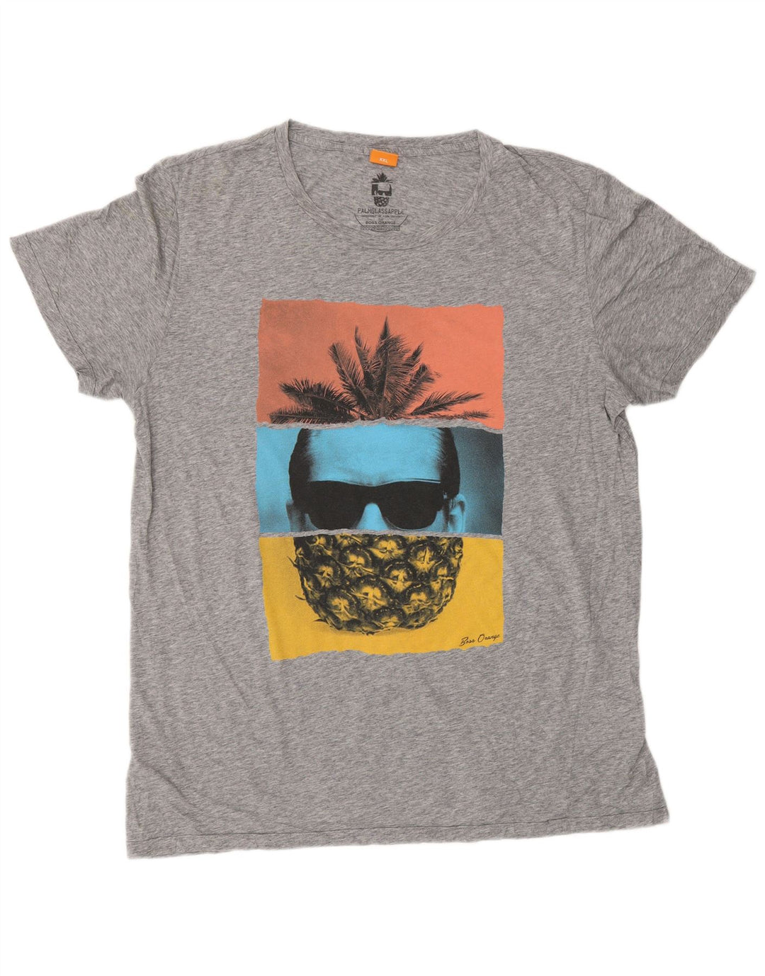 Мужская футболка с рисунком HUGO BOSS 2XL серая в крапинку