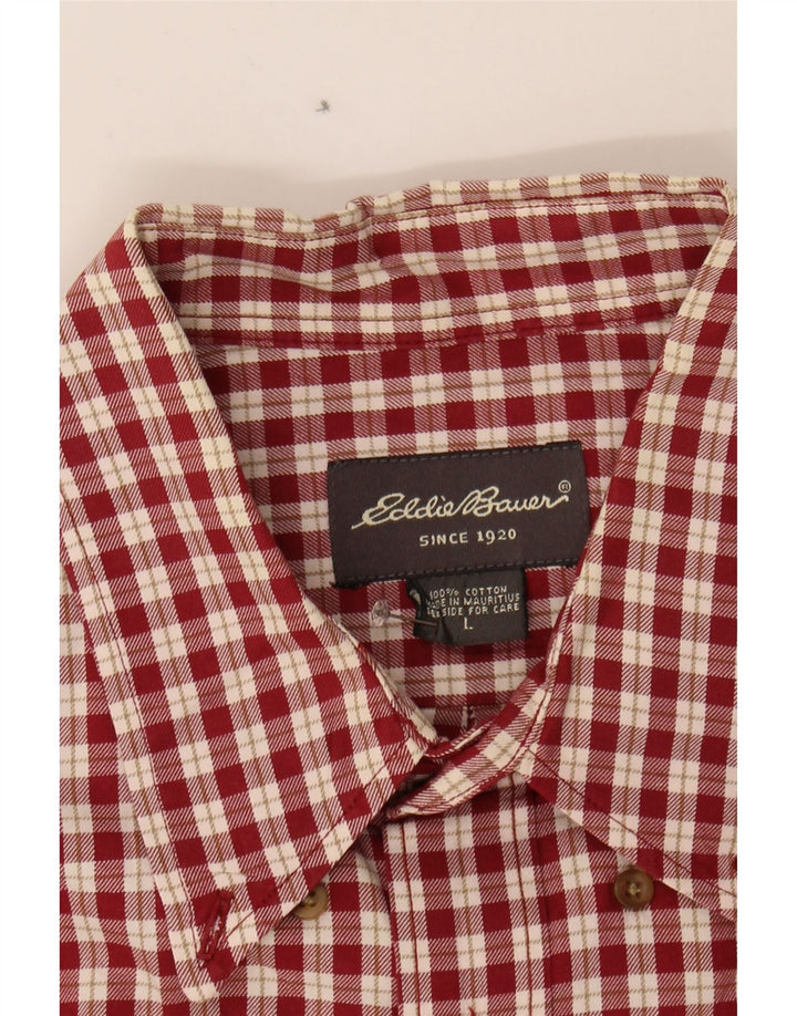 EDDIE BAUER Mens Flannel Shirt Large Red Check Cotton Vintage Eddie Bauer and Second-Hand Eddie Bauer from Messina Hembry 