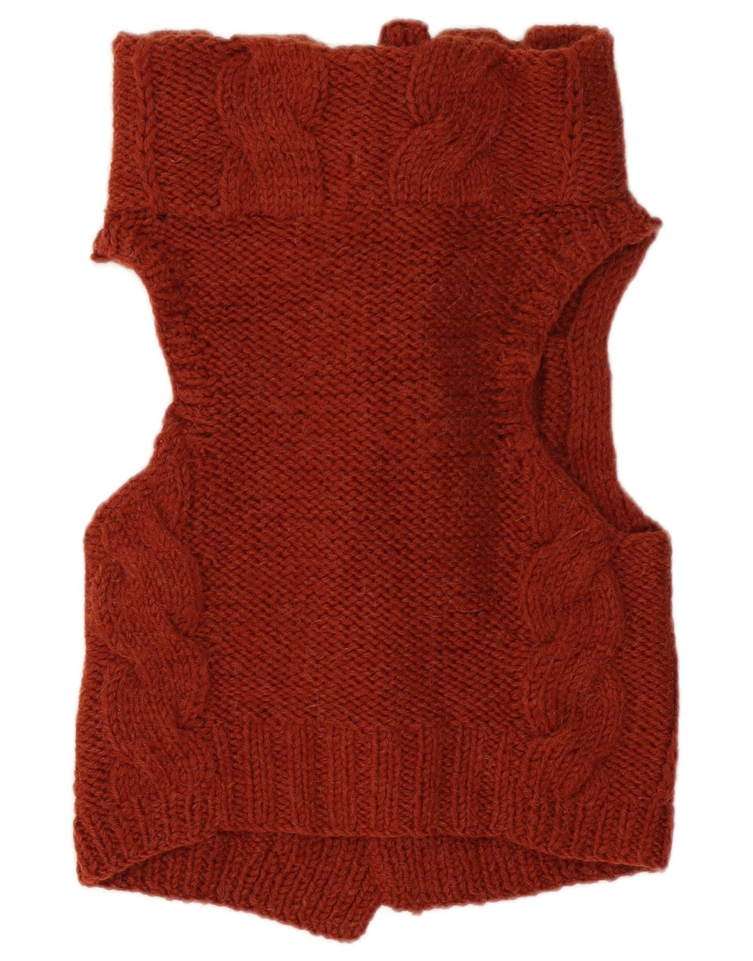 VINTAGE Женский кардиган без рукавов UK 12 Средний Коричневый