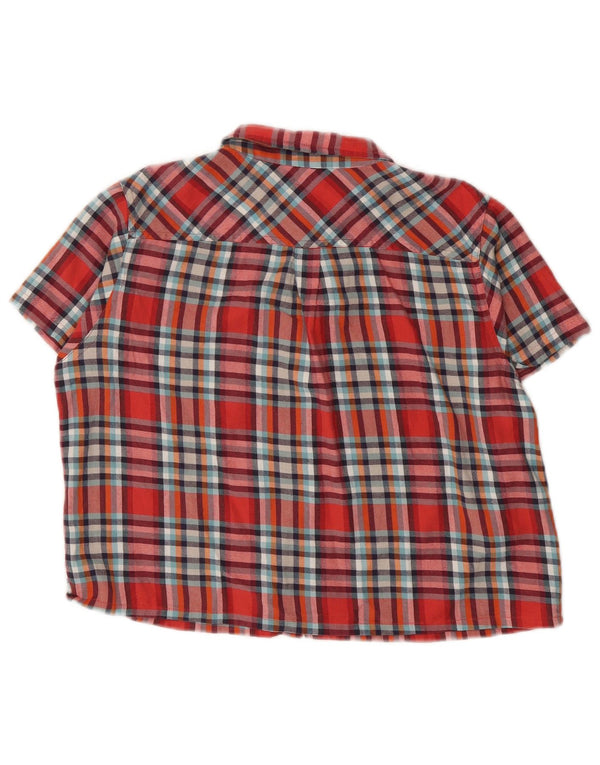 Topshop Женская фланелевая рубашка с коротким рукавом UK 12, средний красный клетчатый хлопок