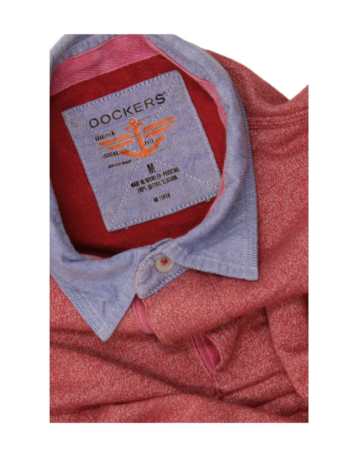 Мужская рубашка-поло для регби DOCKERS с длинным рукавом, средний красный хлопок, хлопок