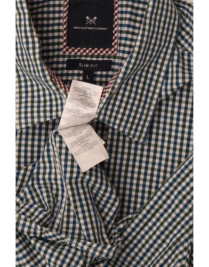 Crew Clothing Мужская приталенная рубашка из большого разноцветного хлопка в мелкую клетку