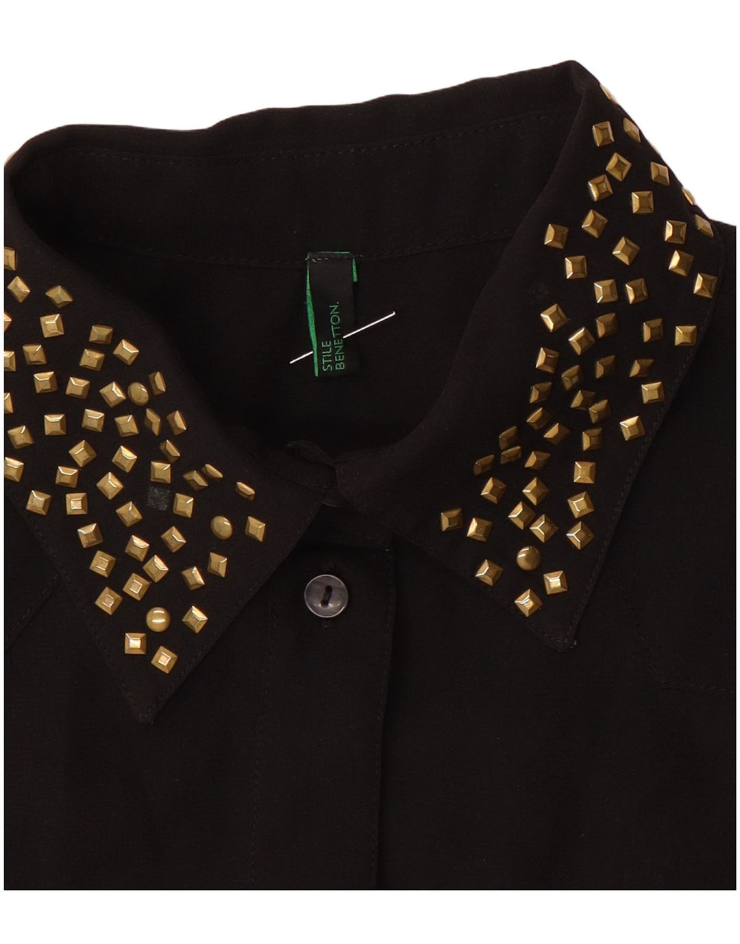 Женская блузка-рубашка без рукавов Benetton UK 10, маленькая черная