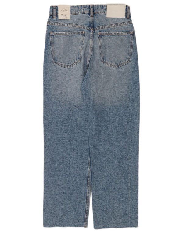 Женские прямые джинсы Zara с высокой талией EU 36 XS W26 L26, синий хлопок