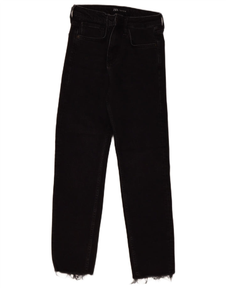 ZARA Womens High Waist Straight Jeans EU 36 XS W26 L27 Black