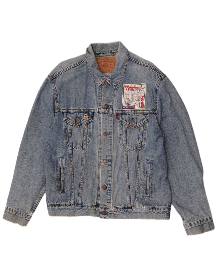 Мужская джинсовая куртка Levi's UK 40, большая синяя, хлопок