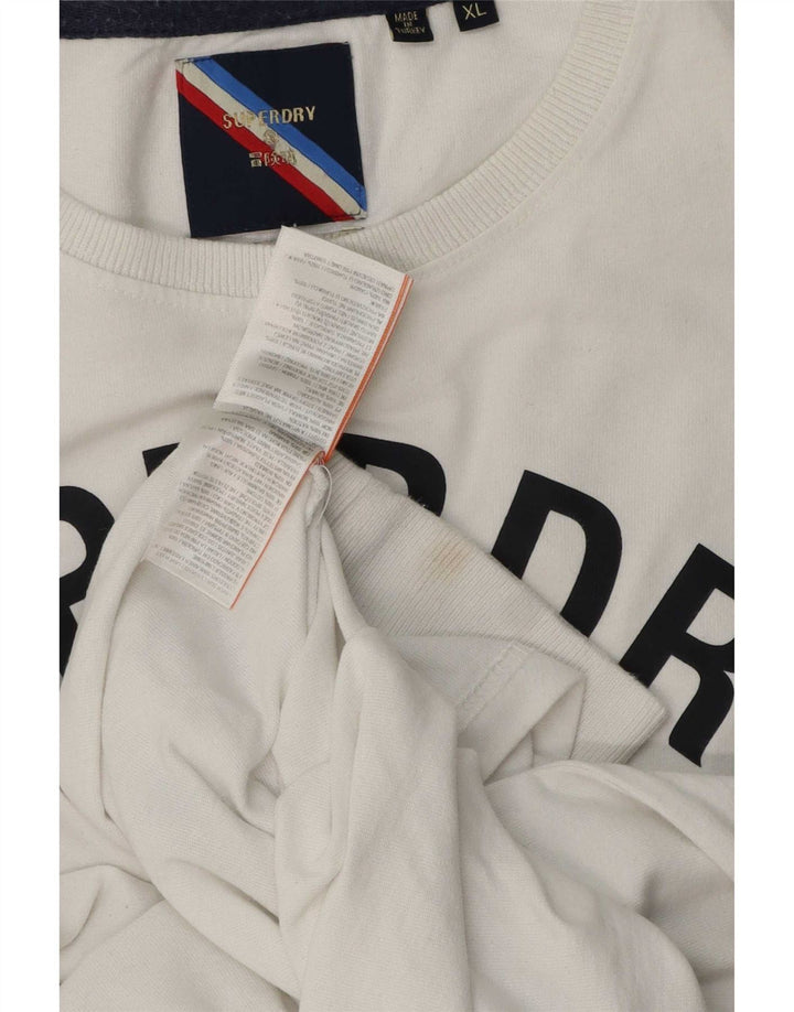Мужской топ с рисунком Superdry с длинным рукавом XL, белый хлопок