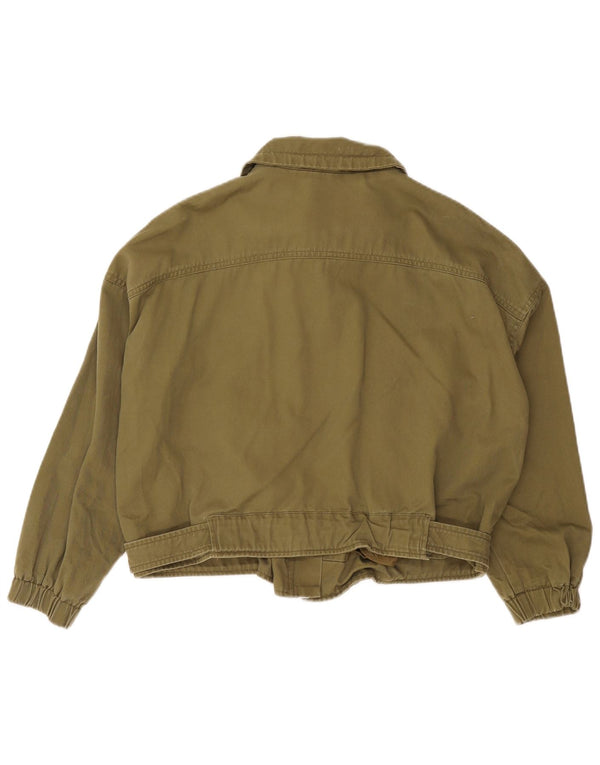 Zara Womens Crop Oversized Bomber Jacket UK 14 Medium Khaki