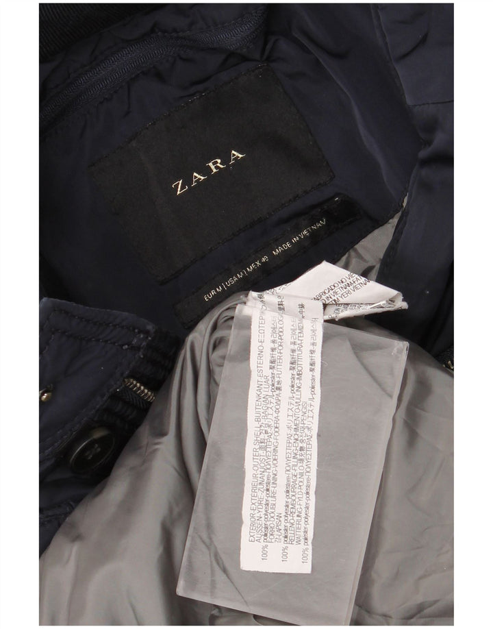 Мужская стеганая куртка Zara UK 38, средний темно-синий полиэстер
