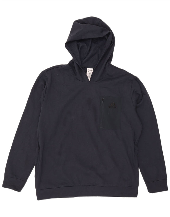 Мужская толстовка с капюшоном Adidas XL темно-синего цвета из полиэстера
