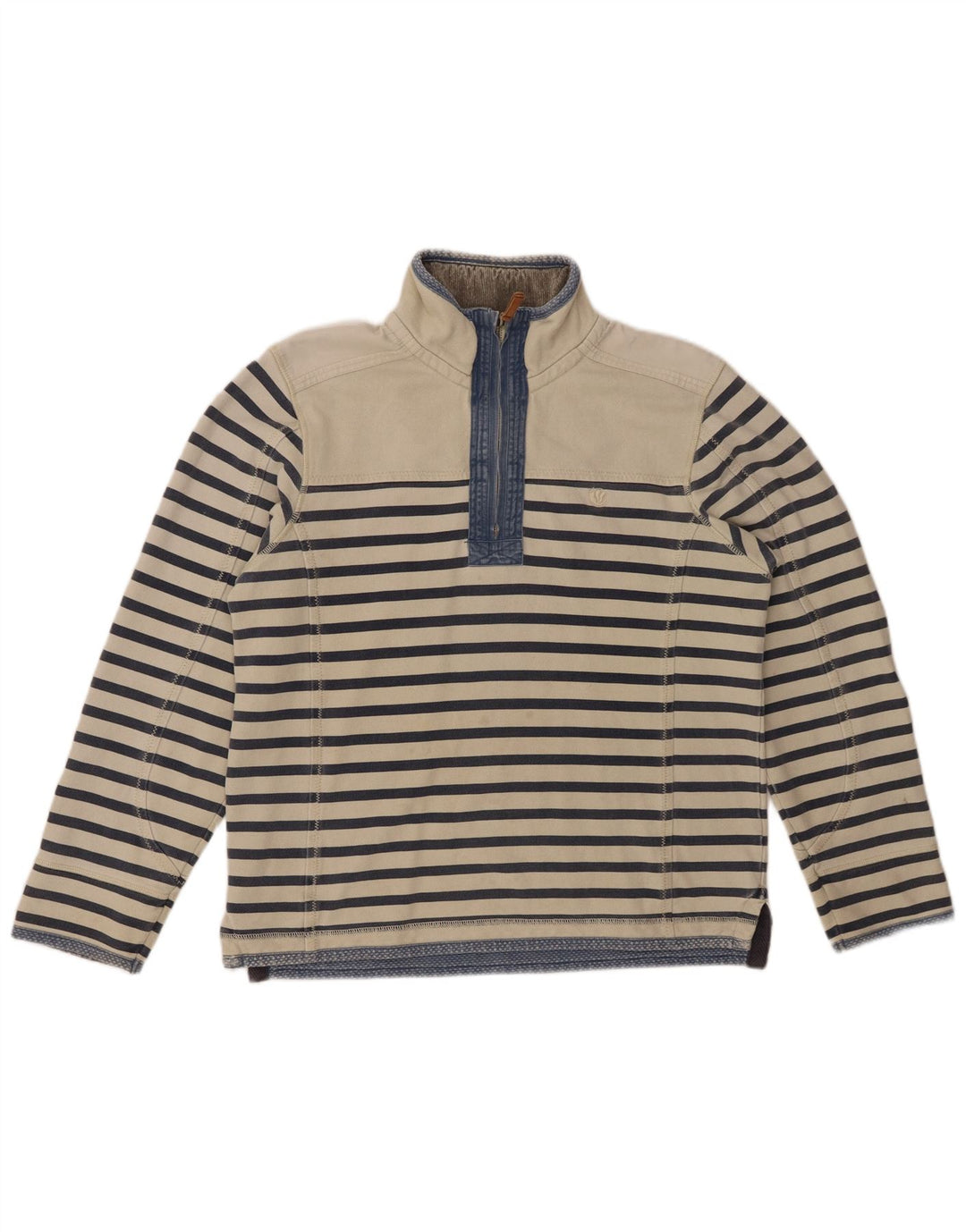 Мужской свитер FAT FACE с воротником на молнии, маленький хлопковый джемпер в белую полоску