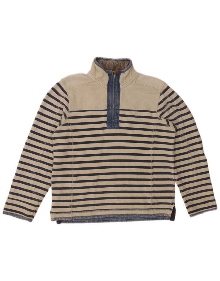 Мужской свитер FAT FACE с воротником на молнии, маленький хлопковый джемпер в белую полоску