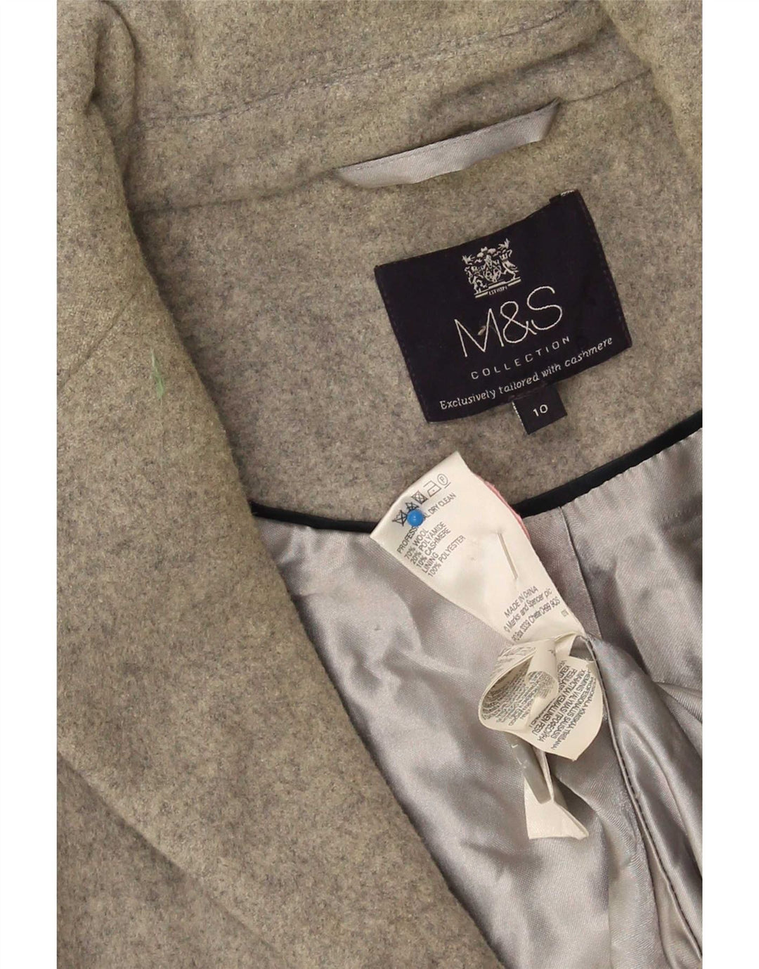 Женское пальто оверсайз Marks & Spencer UK 10, маленькое серое шерстяное