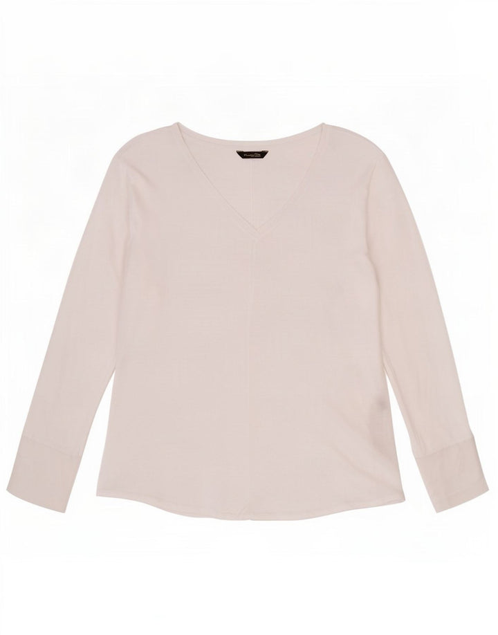 Женский прозрачный топ Massimo Dutti с длинным рукавом UK 12, средний белый лиоцелл