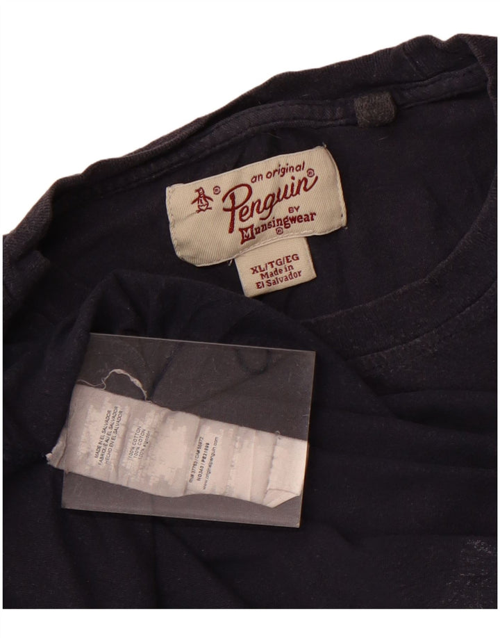 Мужская футболка с рисунком Penguin, топ XL, темно-синий, хлопок