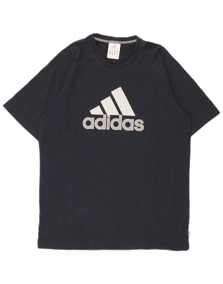 Adidas Мужская футболка с рисунком Топ среднего размера, темно-синий, хлопок