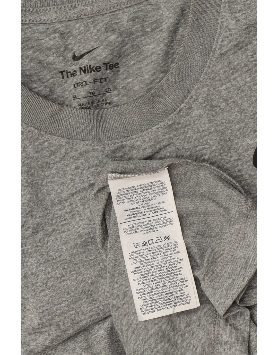 Мужской топ Nike Dri Fit с длинным рукавом XL, серый полиэстер с крапинками
