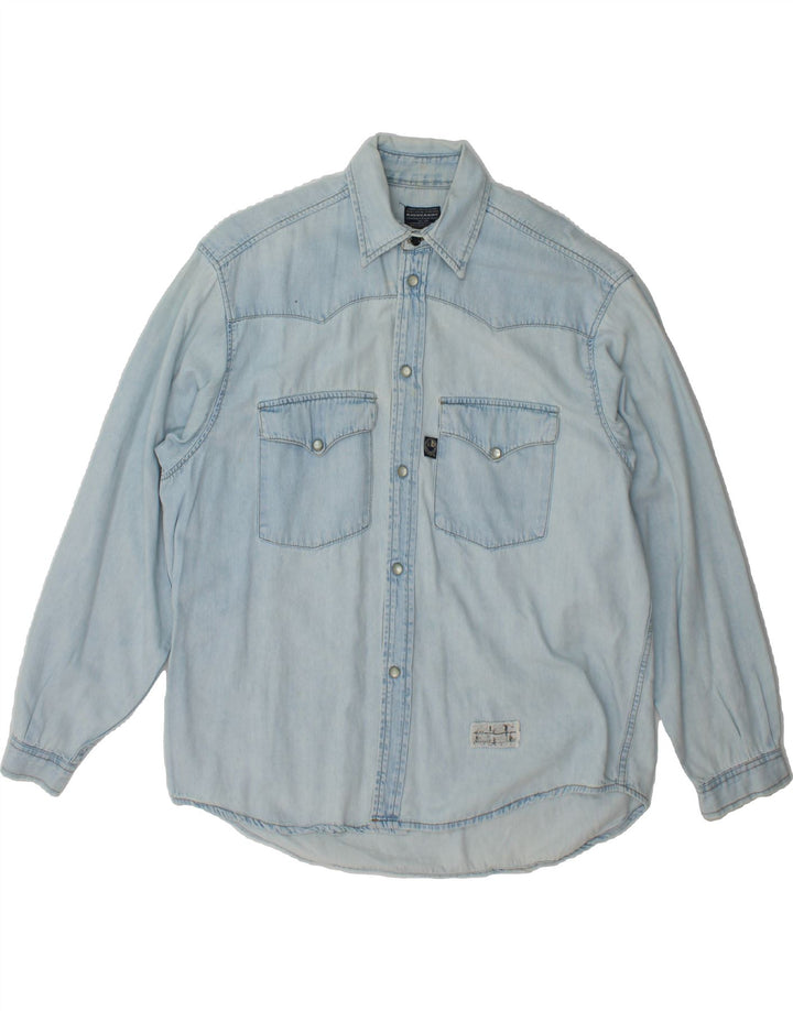 AMERICANINO Mens Denim Shirt Medium Blue Cotton Vintage Americanino and Second-Hand Americanino from Messina Hembry 