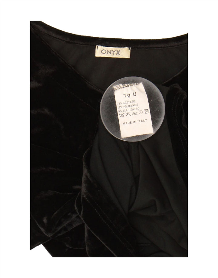 ONYX Womens Crop 3/4 Sleeve Blouse Top UK 12 Medium Black Acetate Vintage Onyx and Second-Hand Onyx from Messina Hembry 