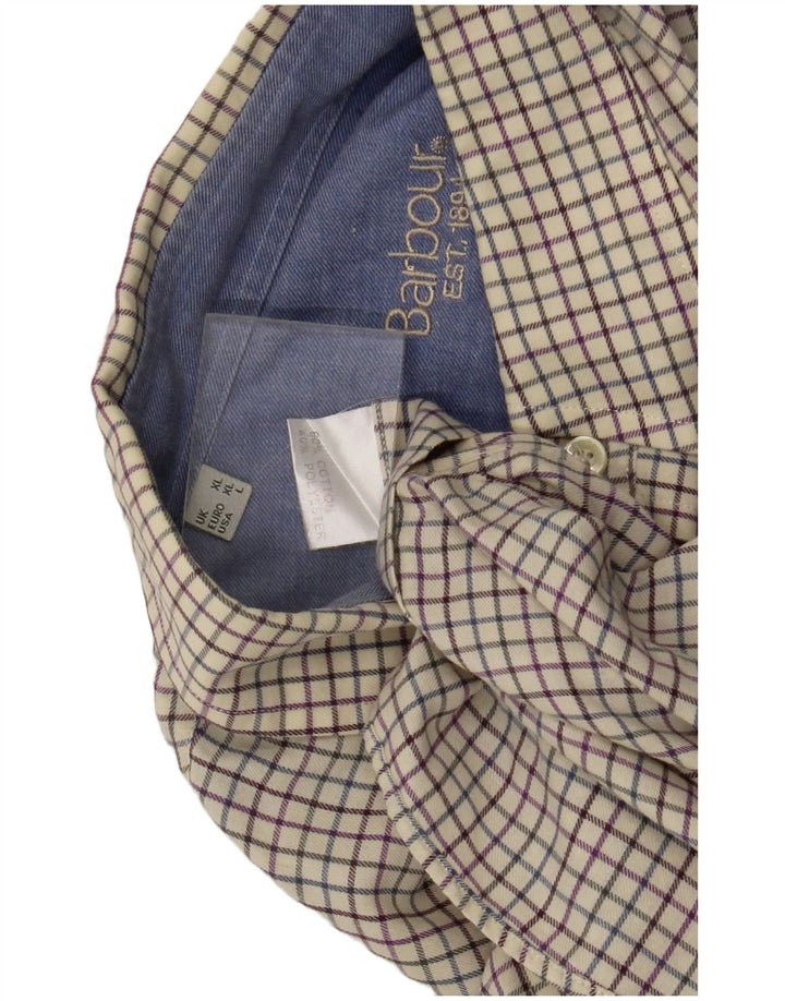 Мужская рубашка Barbour XL Off White Check Cotton