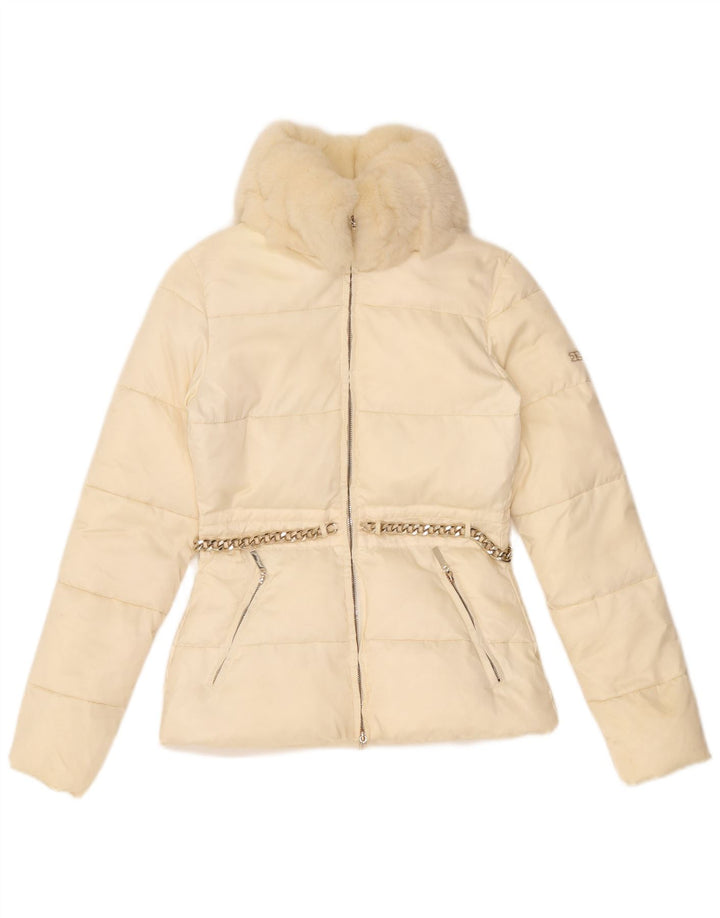 Женская стеганая куртка Elisabetta Franchi IT 42 Medium Off White Nylon
