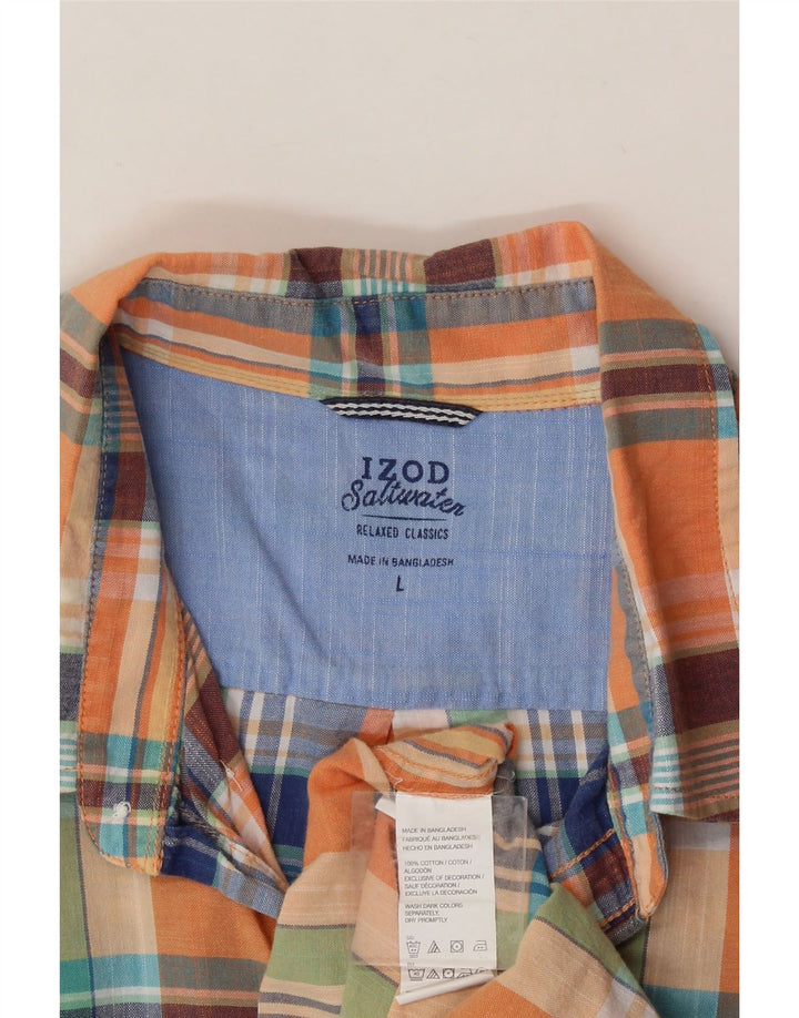 IZOD Mens Salt Water Short Sleeve Shirt Large Multicoloured Check Cotton Vintage Izod and Second-Hand Izod from Messina Hembry 