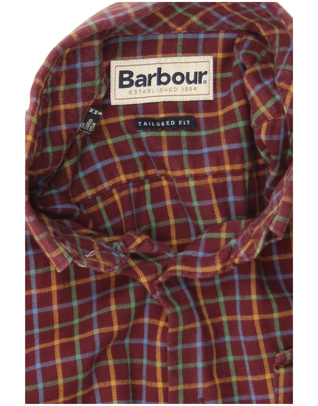 Мужская фланелевая рубашка Barbour в бордовую клетку среднего размера