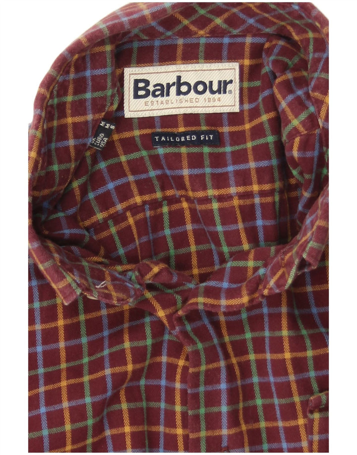 Мужская фланелевая рубашка Barbour в бордовую клетку среднего размера