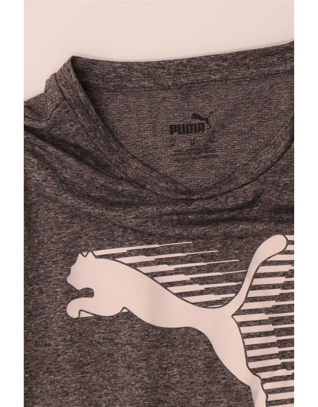Женская футболка с рисунком Puma Top UK 14, средний серый полиэстер с крапинками