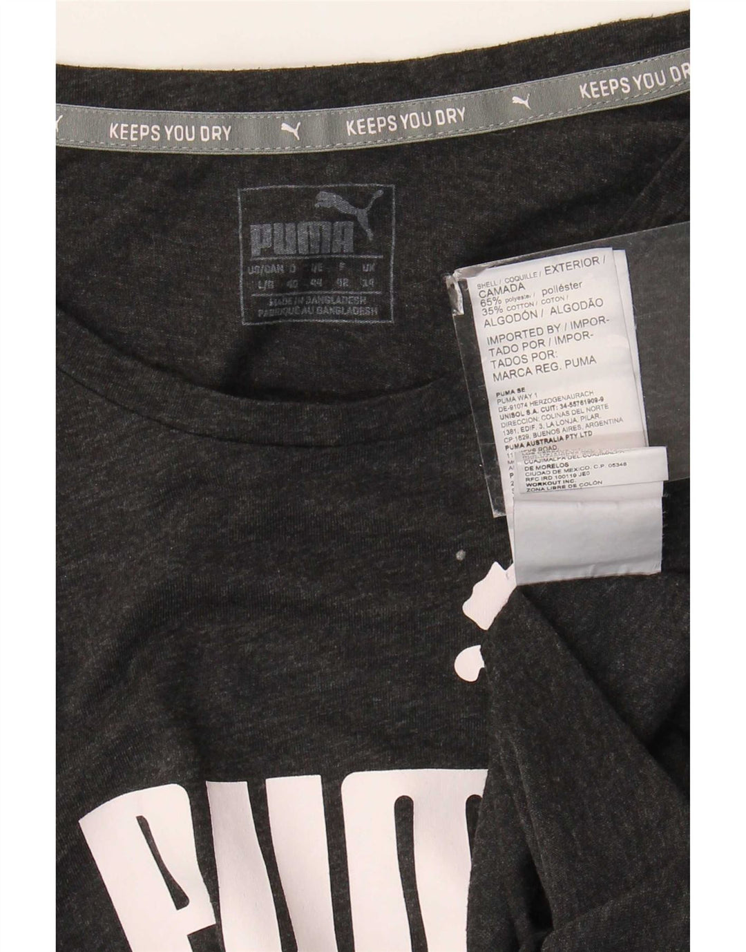Женская футболка с рисунком Puma Top UK 14, средний серый полиэстер