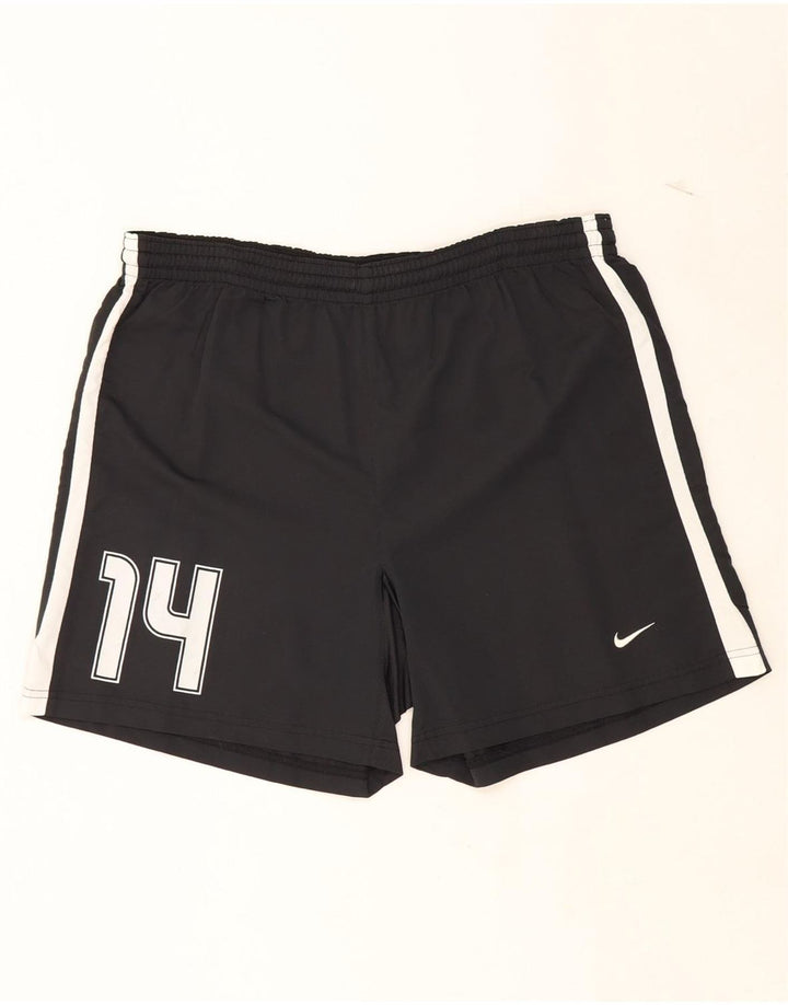 NIKE Mens Dri Fit Graphic Sport Shorts Small  Black Colourblock Polyester Vintage Nike and Second-Hand Nike from Messina Hembry 