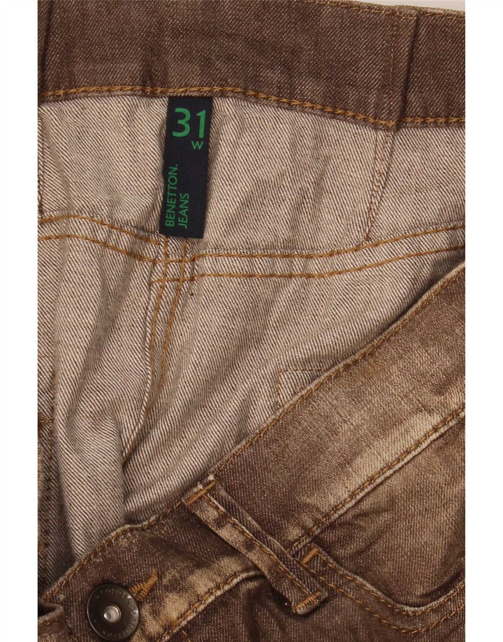 Женская джинсовая мини-юбка с заниженной талией Benetton W31, средний коричневый цвет