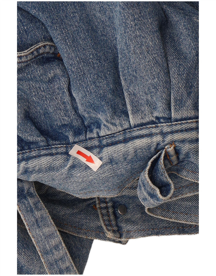 Винтажная мужская джинсовая куртка из шерпа среднего синего цвета