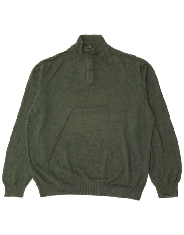 Мужской свитер Massimo Dutti с воротником на молнии 2XL, зеленый хлопок