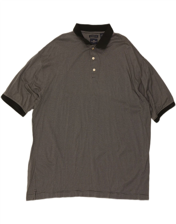 DOCKERS Mens Golf Polo Shirt 2XL Grey Striped Cotton Vintage Dockers and Second-Hand Dockers from Messina Hembry 