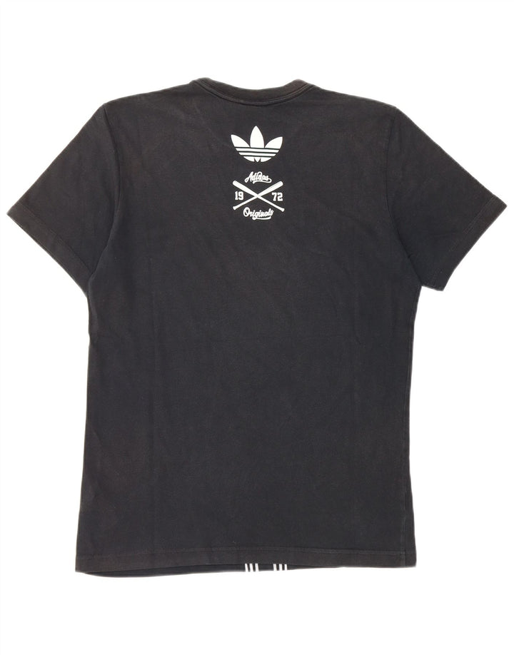 Мужская футболка Adidas с рисунком, маленькая, черная, хлопковая
