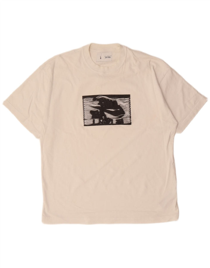 Мужская футболка с рисунком NIKE, большой размер, белый хлопок