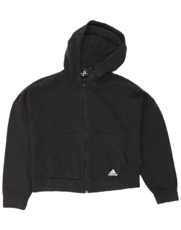 Женский свитер с капюшоном на молнии Adidas Oversized UK 8/10, маленький черный хлопок