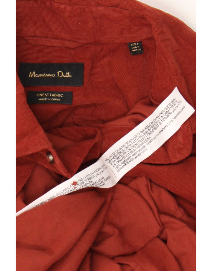 Мужская вельветовая рубашка Massimo Dutti, маленький красный хлопок