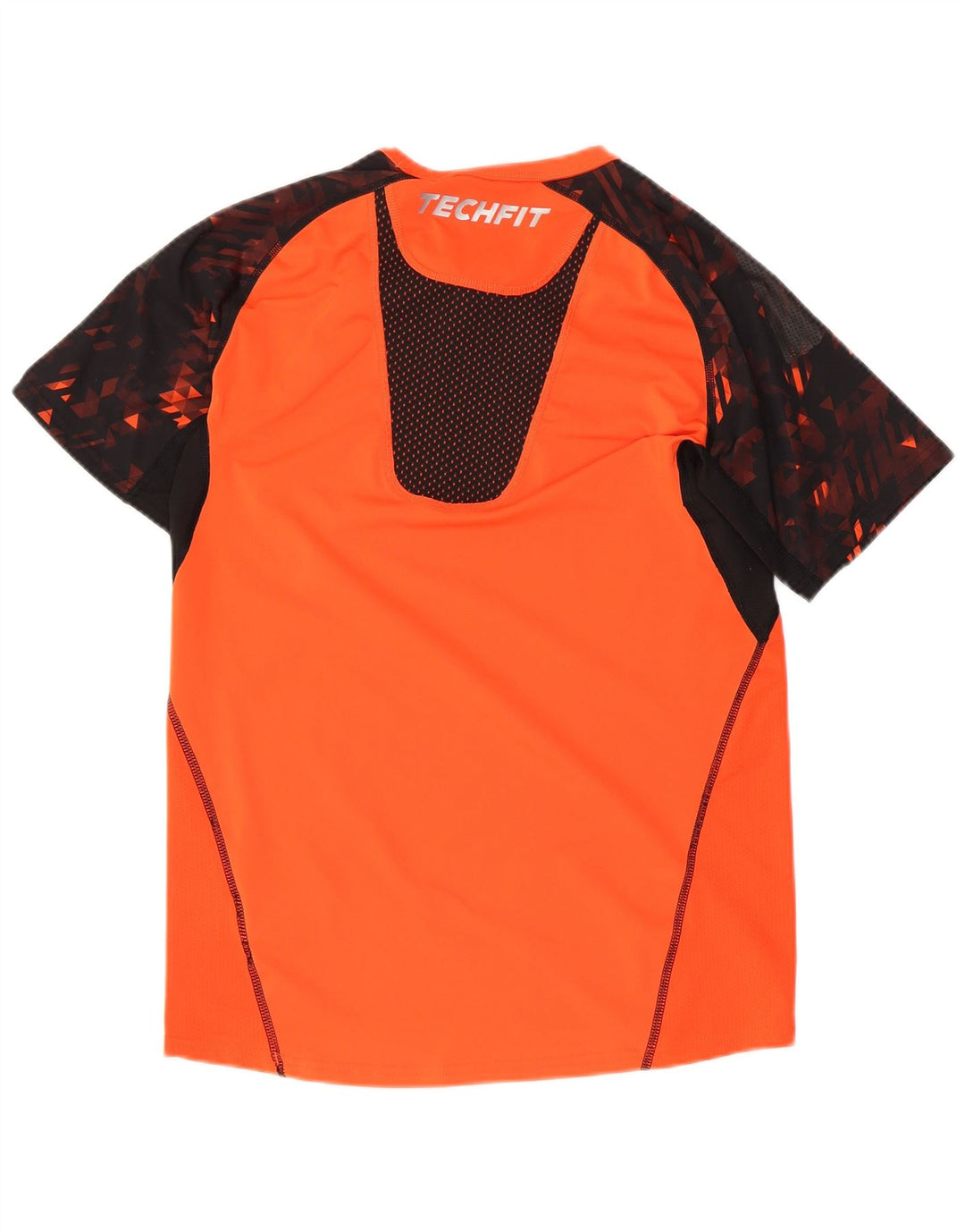 Adidas Mens Tech Fit Футболка Топ Маленький Оранжевый Полиэстер с цветными блоками