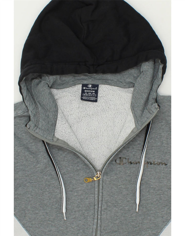 CHAMPION Mens Zip Hoodie Sweater Medium Grey Colourblock Cotton Vintage Champion and Second-Hand Champion from Messina Hembry 