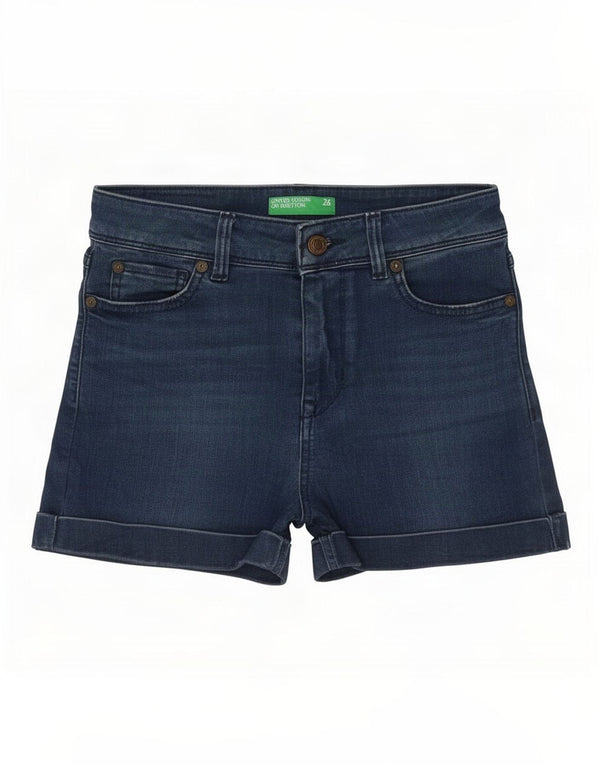 Женские джинсовые шорты Benetton, маленькие W26, темно-синие, хлопок