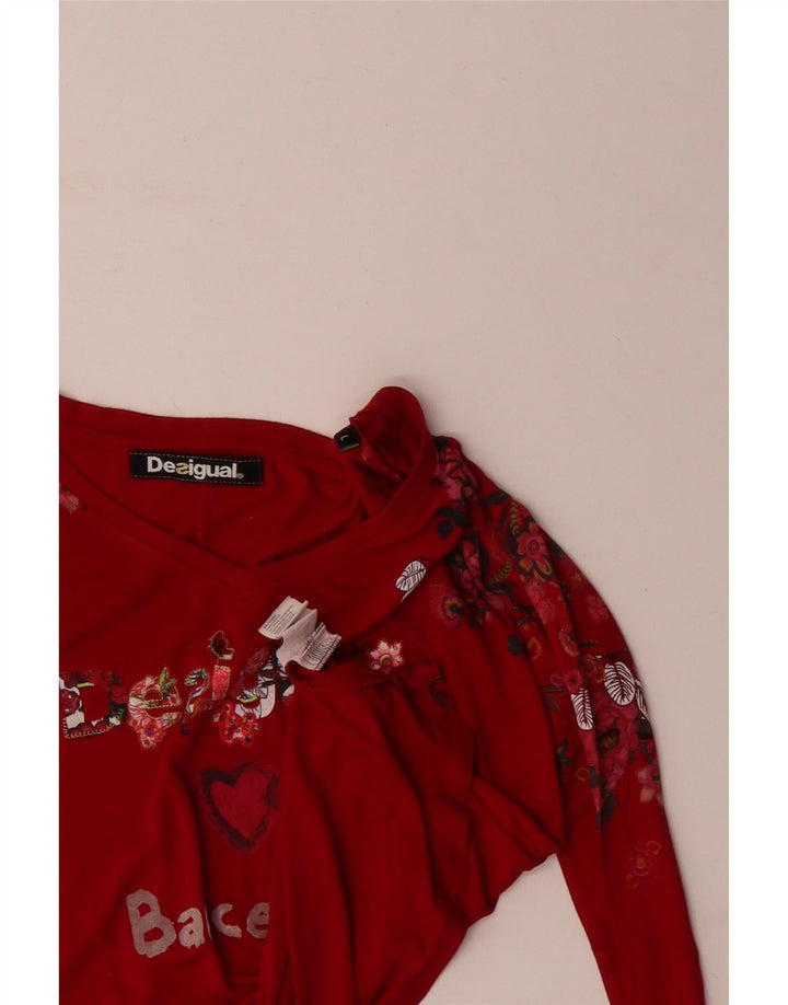 Женский топ DESIGUAL Barcelona с графическим рисунком с длинным рукавом, Великобритания, 16, большое красное сердце