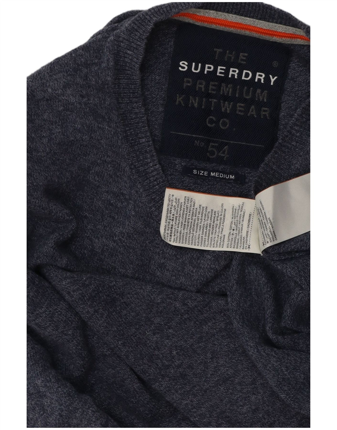 SUPERDRY Мужской джемпер с круглым вырезом, средний темно-синий хлопковый джемпер в крапинку
