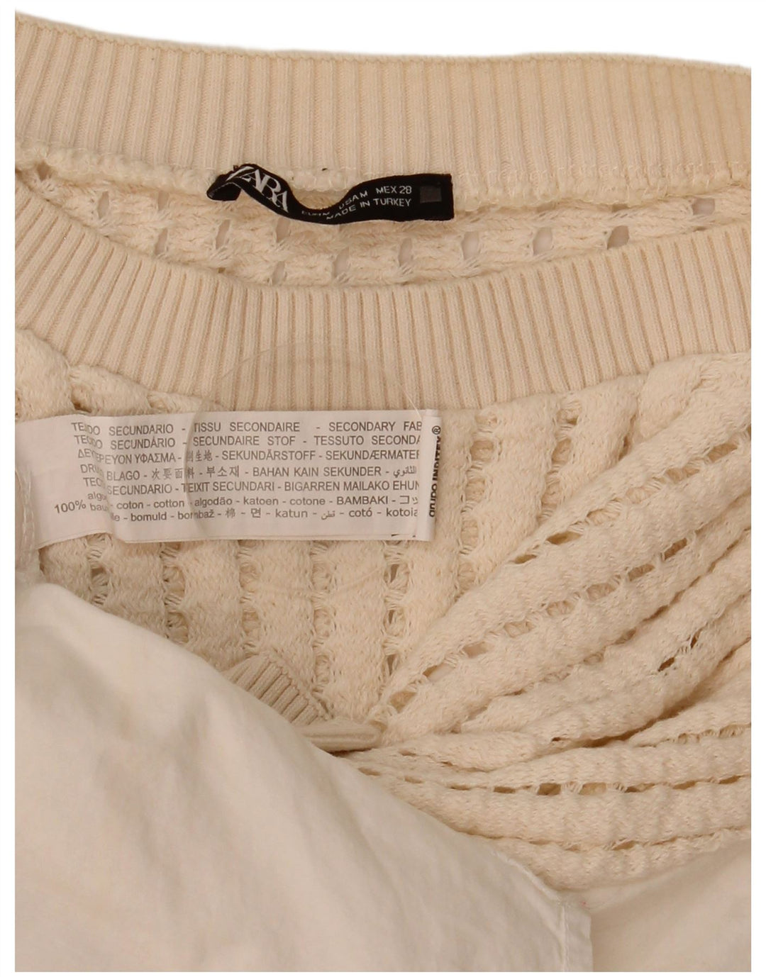 Женская блузка крючком Zara UK 14, средний белый хлопок, хлопковый