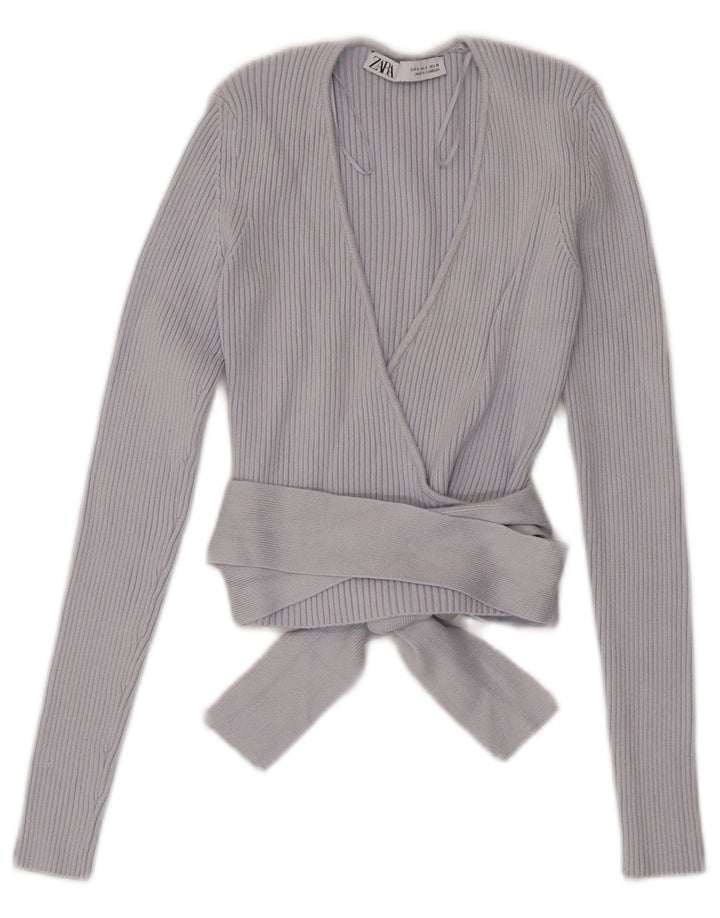 Женский укороченный кардиган с запахом Zara UK 8, маленький синий