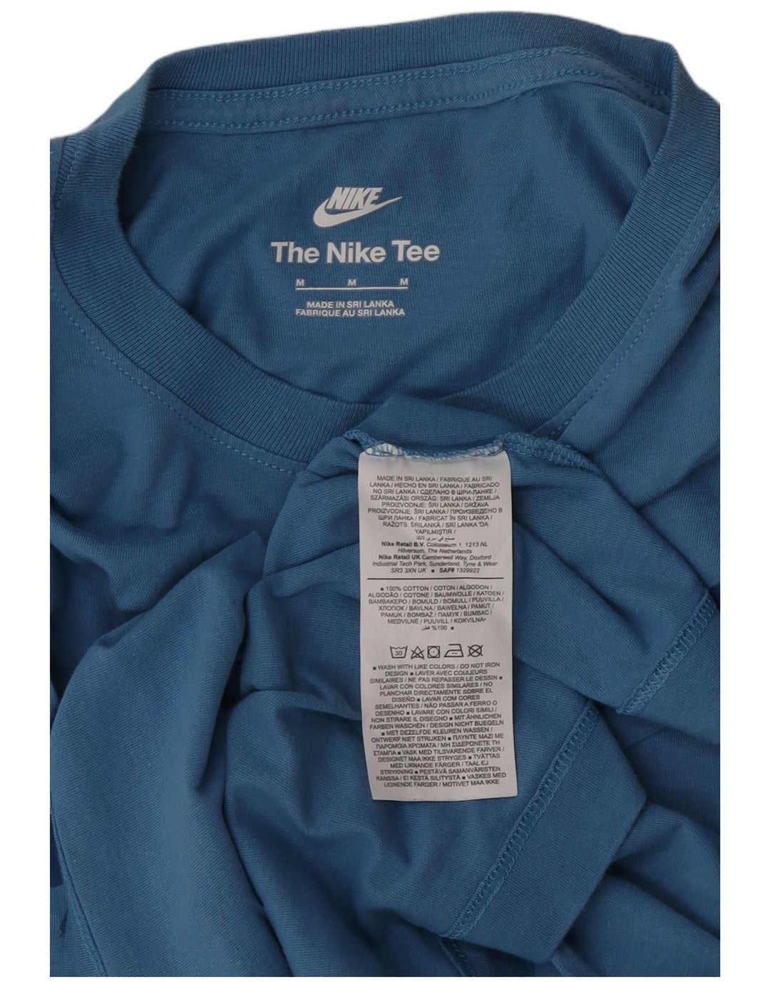 Мужская футболка с рисунком Nike, хлопковый топ среднего синего цвета