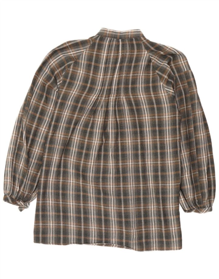 Женская удлиненная пуловерная рубашка свободного кроя Zara UK 14, средний серый цвет в клетку