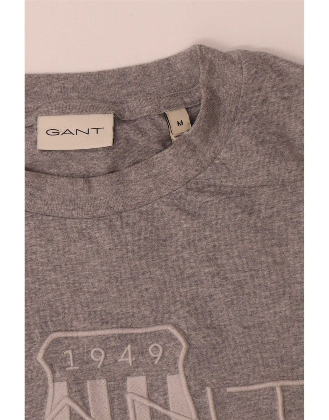 Мужская футболка с рисунком Gant, хлопковый топ среднего серого цвета
